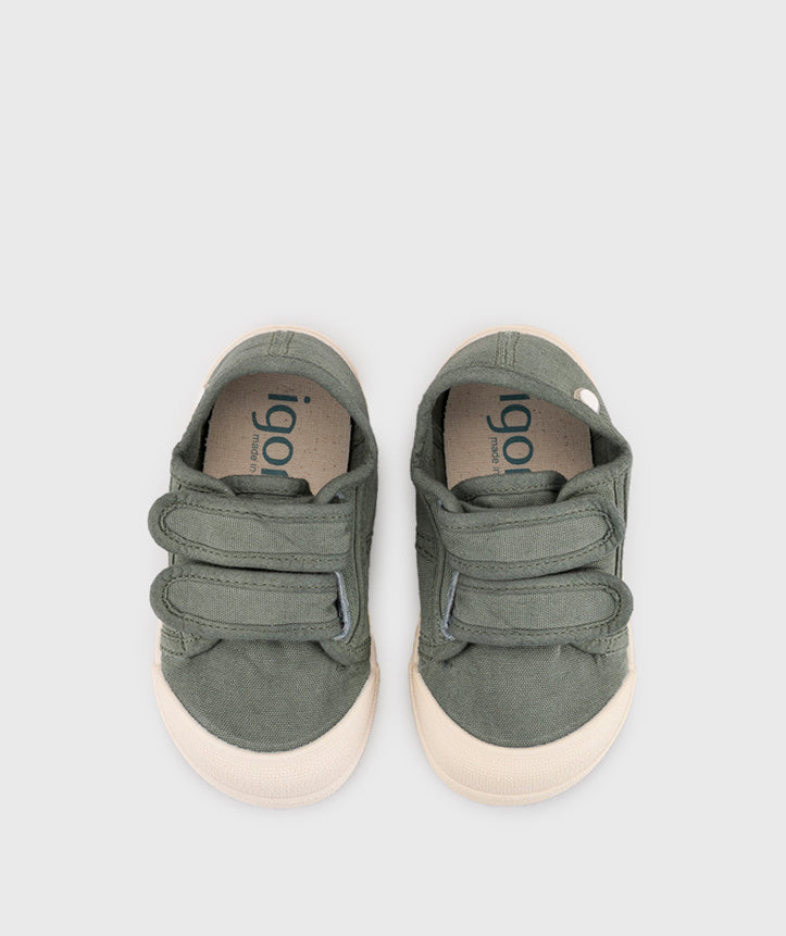 Tenis Lona Cierre Velcro Unisex Kaki