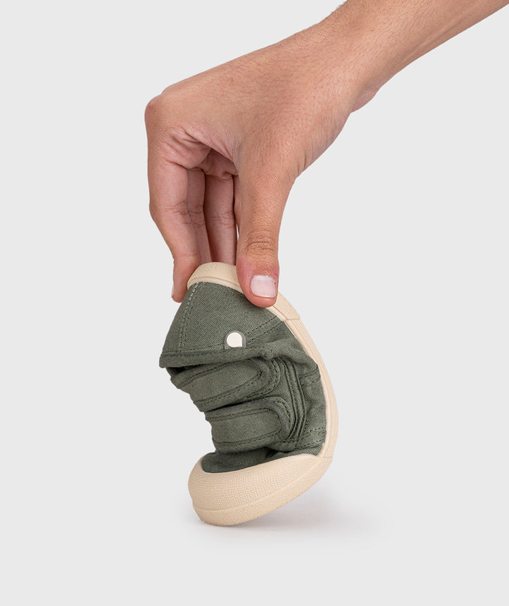 Tenis Lona Cierre Velcro Unisex Kaki