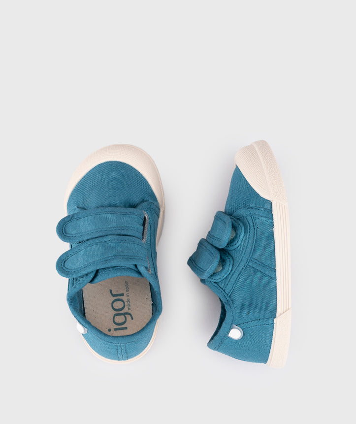 Tenis Lona Cierre Velcro Unisex Petróleo