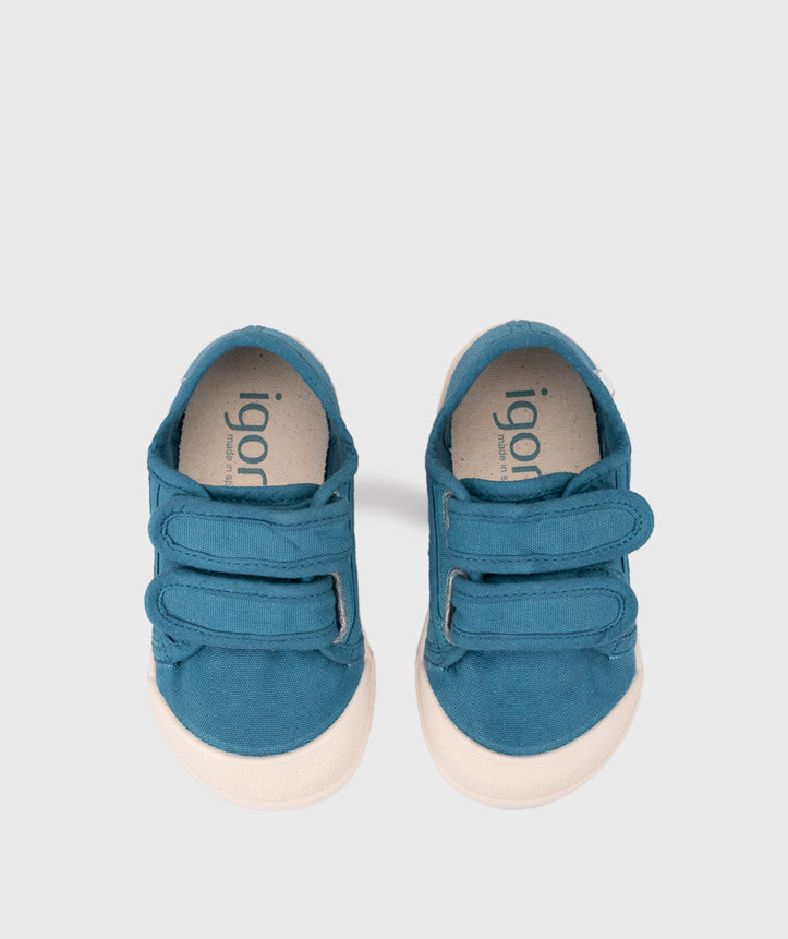 Tenis Lona Cierre Velcro Unisex Petróleo