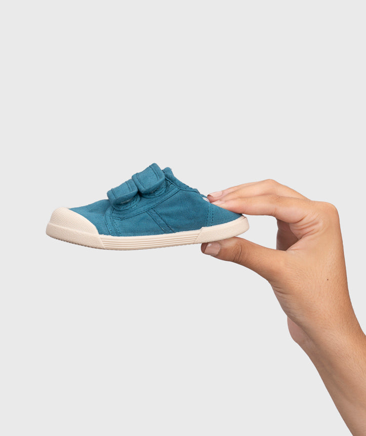 Tenis Lona Cierre Velcro Unisex Petróleo