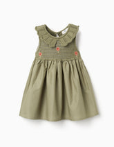Vestido Tejido Poplin Musgo - Minibhu
