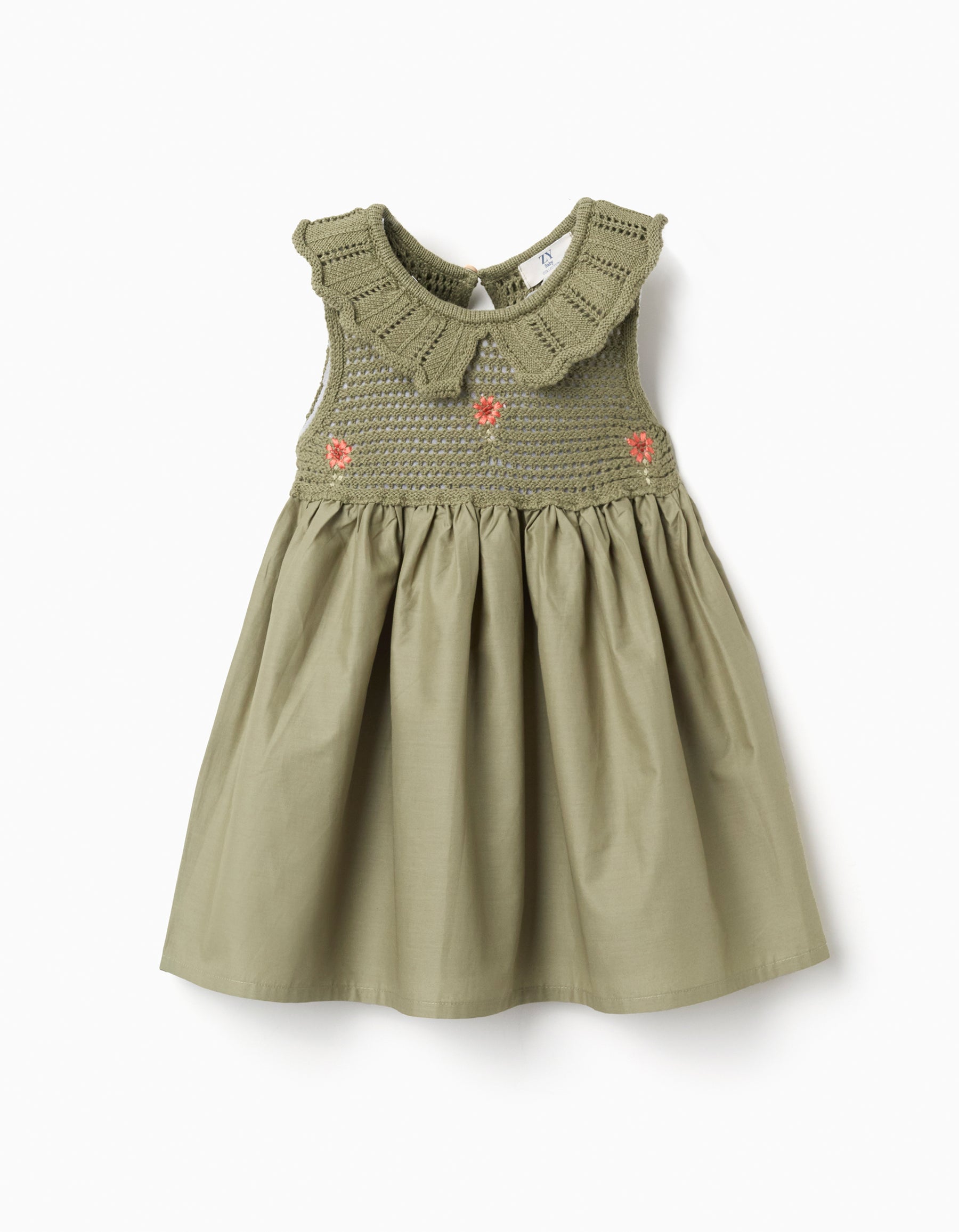 Vestido Tejido Poplin Musgo - Minibhu