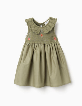 Vestido Tejido Poplin Musgo - Minibhu