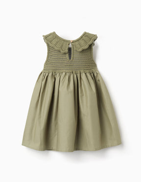 Vestido Tejido Poplin Musgo - Minibhu