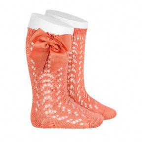 Calcetines Altos Calados Peonia Con Lazo Cóndor