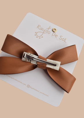 Moño Clásico Seda Marrón - Minibhu