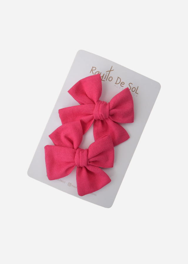 Par Pinzas Moño Classic Lino Fucsia