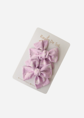 Par Pinza Moño Classic Flores Lilac - Minibhu