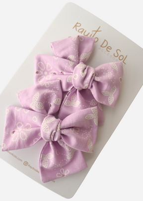 Par Pinza Moño Classic Flores Lilac - Minibhu