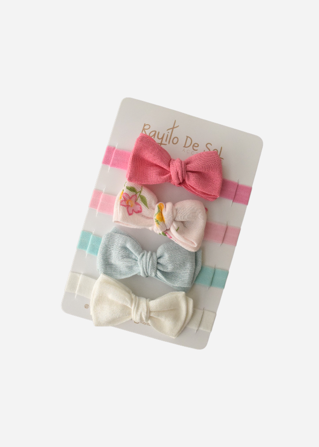 Set X4 Cintillo Moño Charlotte Flores - Minibhu