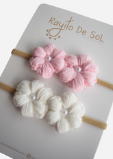 Set X2 Cintillos Flor Emma Rosa
