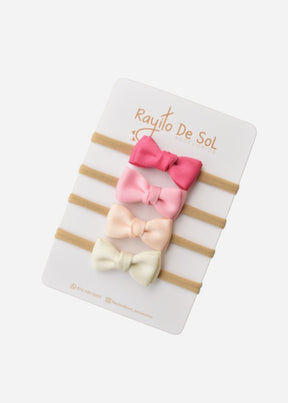 Set X4 Cintillo Moño Meli Pink