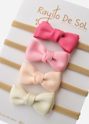 Set X4 Cintillo Moño Meli Pink