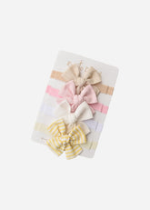 Set X4 Cintillo Moño Lino Pastel