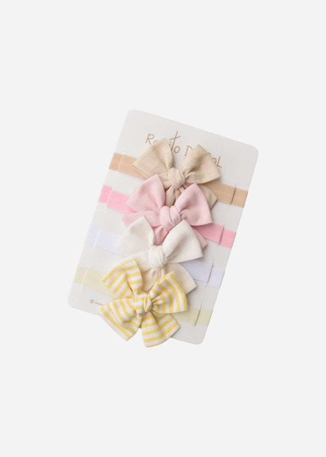 Set X4 Cintillo Moño Lino Pastel