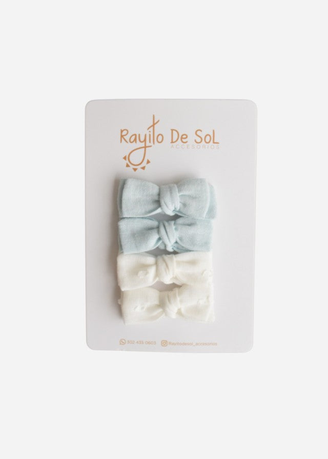 Set X4 Pinzas Moño Charlotte Cielo