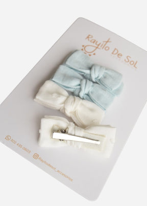 Set X4 Pinzas Moño Charlotte Cielo
