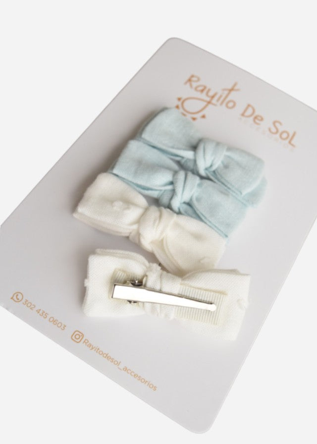 Set X4 Pinzas Moño Charlotte Cielo