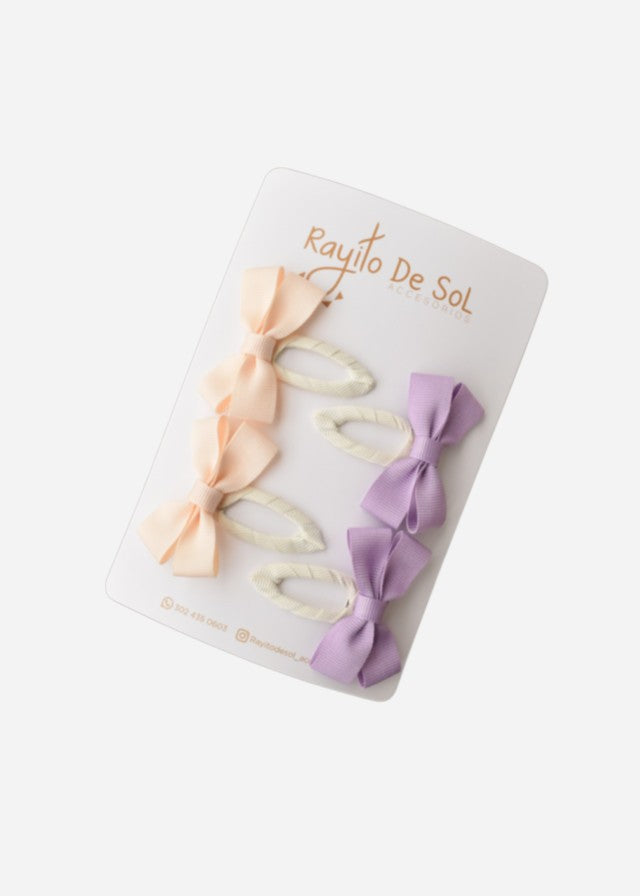 Set X4 Pinzas Moño Meli Lila