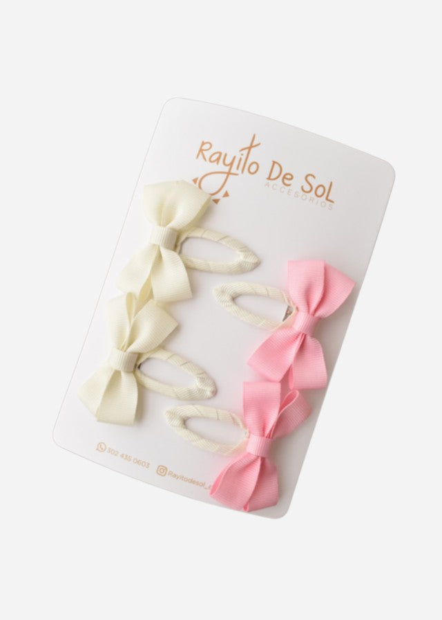 Set X4 Pinzas Moño Meli Pasteles