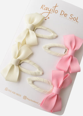 Set X4 Pinzas Moño Meli Pasteles