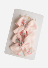 Par Pinza Moño Classic Rosa Flores