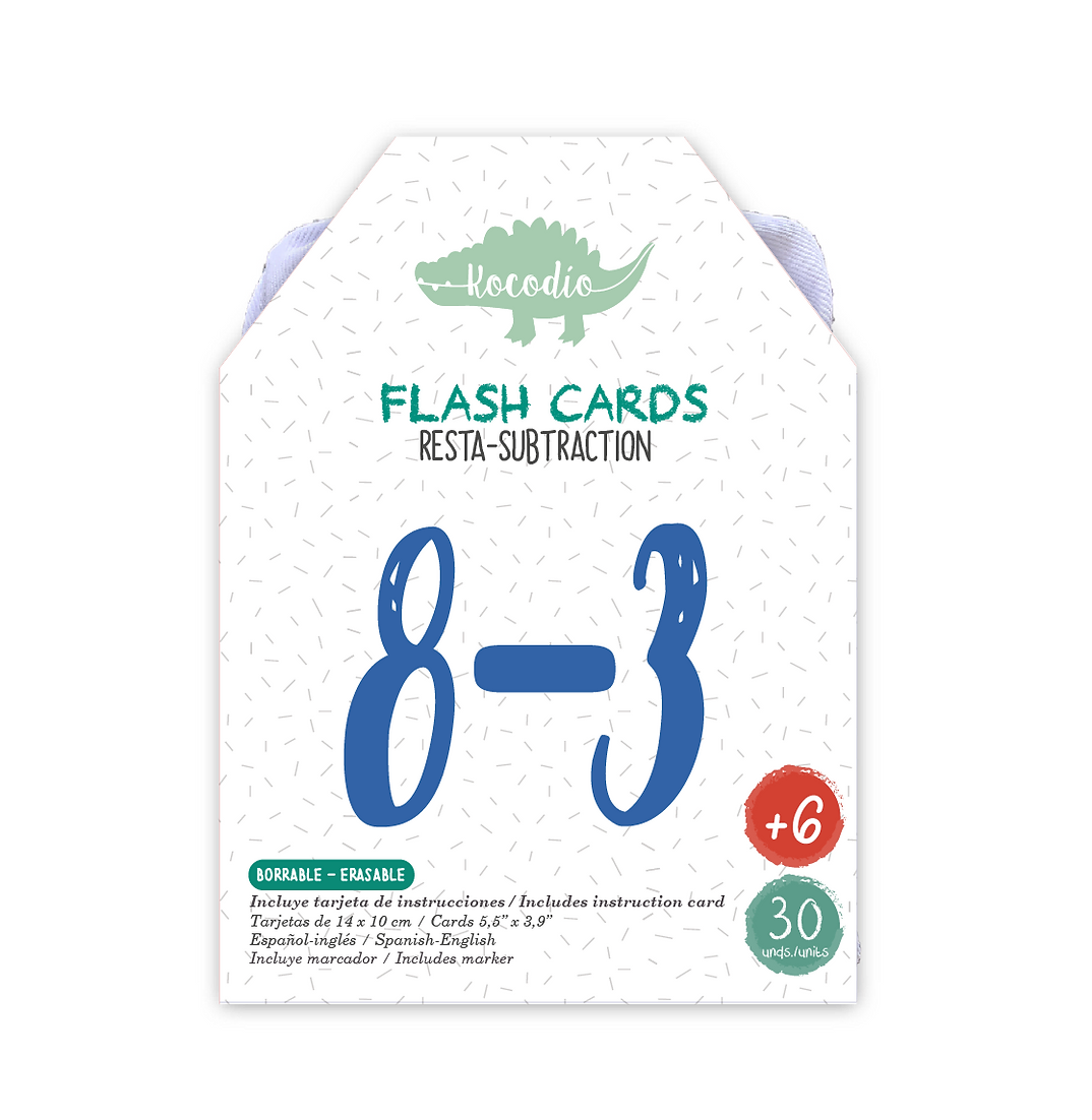 Flash Cards Borrables Resta +6a